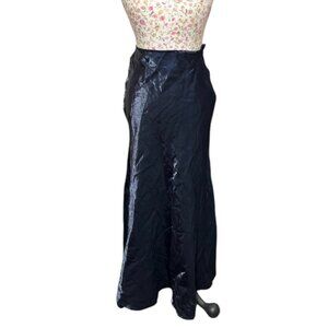 90's ozone u.s.a metallic midnight blue maxi skirt no size tag (15x39)  Flaws: i
